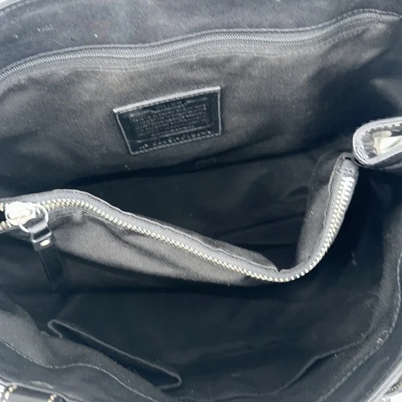 COACH Black & Gray Hampton Signature C Canvas Shoulder Bag Satchel Purse #F12643 - Picture 8 of 14